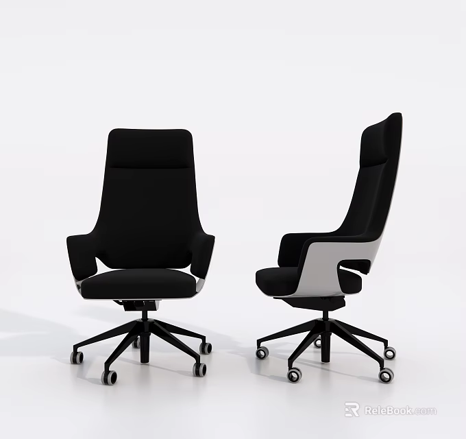 Modern Black Office Chair With High Back Design And Swivel Casters 3d model 