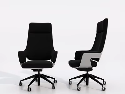Modern Black Office Chair With High Back Design And Swivel Casters 3d model