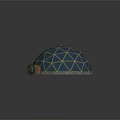 Cartoon Scenic Blue Dome With Geometric Grid White Points Orange Base And Gray EXIT Device 3d model