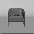 Gray Fabric Single Sofa With Checkered Pattern Cushions And Armrest Design 3d model