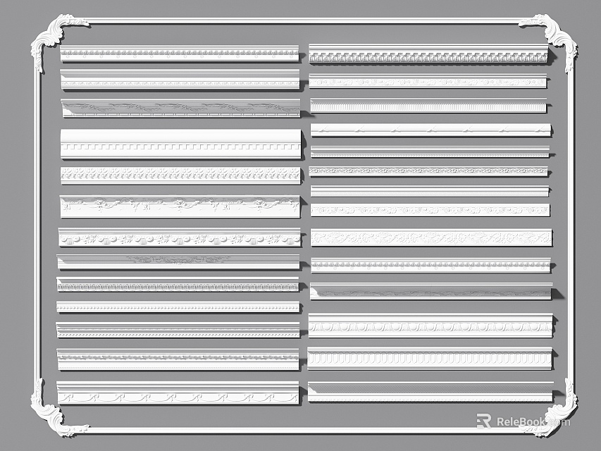 Various Decorative Gypsum Cornices With Different Patterns And Styles For Interior Decoration 3d model 