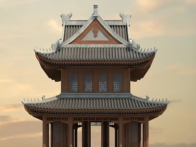 Traditional Chinese Pavilion With Double Eaved Roof And Ornate Curved Eaves 3d model