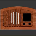Vintage Wooden Case Radio Classic Electronic Appliance With Display Screen And Control Knobs