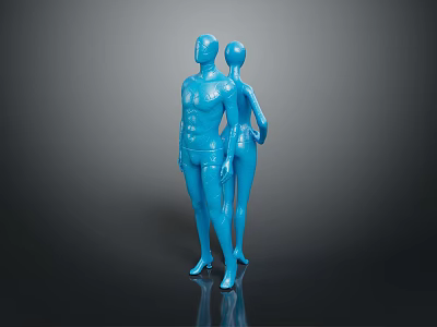 Two Blue Human Models Standing Pose Displaying Limbs And Body Structure 3d model