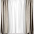 Elegant Double Layer Window Curtains With Beige Panels And White Sheer 3d model