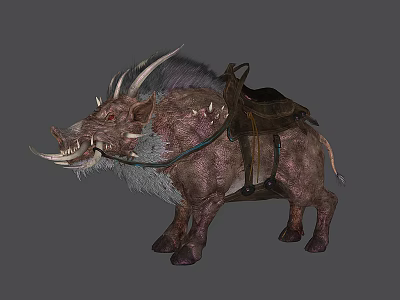 Game Fantasy Boar Mount Character With Spiked Hide Saddle And Long Sharp Tusks 3d model