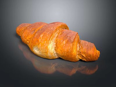 Fresh Buttery Croissant With Golden Brown Flaky Texture And Soft Interior 3d model
