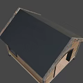 Wooden Dog House with Black Roof Arch Door Small Window and Support Legs Design
