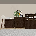 Wooden Entryway Cabinet And Side Cabinet With Storage Decorative Items And Potted Plant