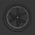 Modern Car Tire With Star Shaped Spokes And Alloy Wheel Design