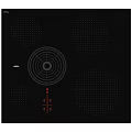 Modern Electric Cooktop With Black Surface Circular Heating Zones And Red Control Buttons