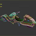 Futuristic Space Motorcycle With Cosmic Skeletal Texture Metallic Frame And Interstellar Design 3d model