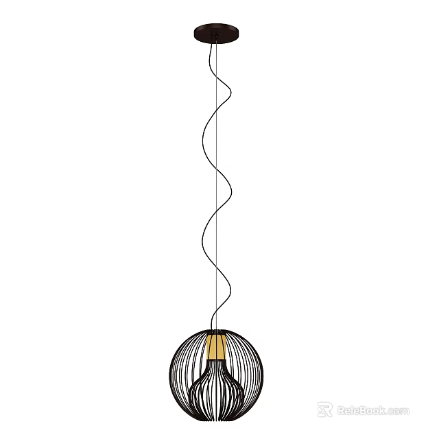 Modern Spiral Design Ceiling Light With Spherical Shade And Hanging Wire Structure 3d model