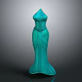Teal Mermaid Style Dress With Fitted Silhouette And Textured Pattern