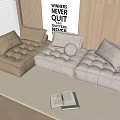 Beige L Shaped Multi Person Sofa with Throw Pillows and Open Book in Living Room