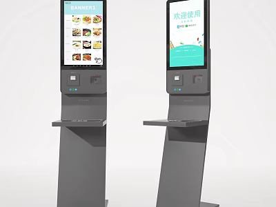 Commercial Self-service Ordering Kiosk With Digital Screen Display And Payment Interface 3d model
