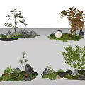 Creative Plant Combinations With Mixed Plants Rocks And Accent Lights 3d model