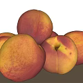 Fresh Ripe Juicy Peaches Stacked On A Wooden Table Surface