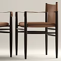 Modern Dining Table Set With Leather Seats Chairs And Black Metal Frame 3d model