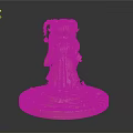Golden 3D Statue Of Female Character In Traditional Dress With Circular Base And Intricate Patterns