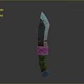 Shiny Blue Green Blade Knife With Red Woven Handle And Silver Ring Decoration