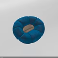 Blue Round Petal Shaped Single Sofa With Light Gray Center Design 3d model