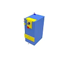 Blue And Yellow Industrial Control Unit With Control Panel And Cabinet