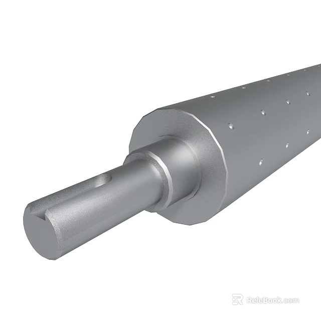 Industrial Metal Roller With Cylindrical Shape Perforated Surface And Shaft Component 3d model