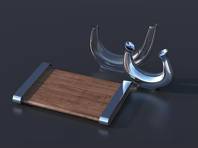 Elegant Tableware Combination With Wooden Tray And Metal Holders For Home Dining 3d model