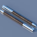 Daily Life Essential Writing Pens With Silver Metal Accents And Brown Leather Grip