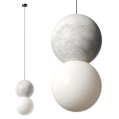 Modern Chandelier with White and Marble Spheres for Contemporary Interior Design 3d model