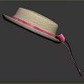 Stylish Straw Hat Featuring Pink Satin Ribbon And Bow Decoration For Summer