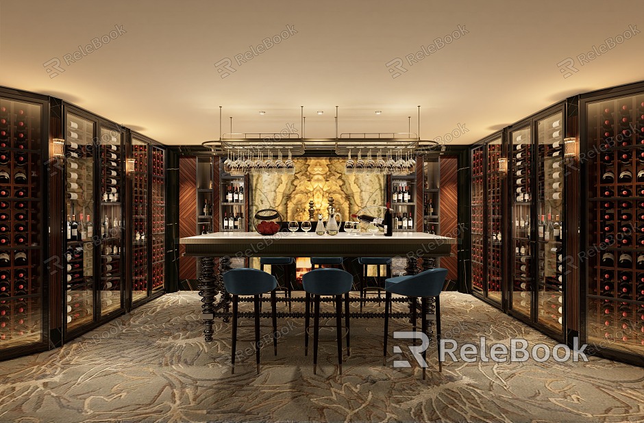 Club Wine Tasting Room Wine Cellar Presidential Suite Executive Lounge Hotel Club Wine Cabinet Bar Bar model