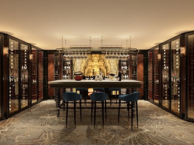 Club Wine Tasting Room Wine Cellar Presidential Suite Executive Lounge Hotel Club Wine Cabinet Bar model