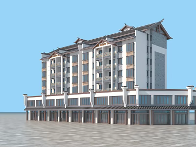 Traditional Chinese Ancient Architecture With Multi Story Structure And Overhanging Eaves 3d model