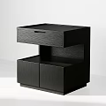 Modern Black Bedside Table With Drawer And Cabinet Storage For Bedroom