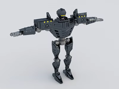 Detailed Black Smart Robot With Extended Arms And Mechanical Design 3d model