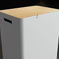 Two White Trash Bins With Wooden Lid And Open Top Design For Home Use