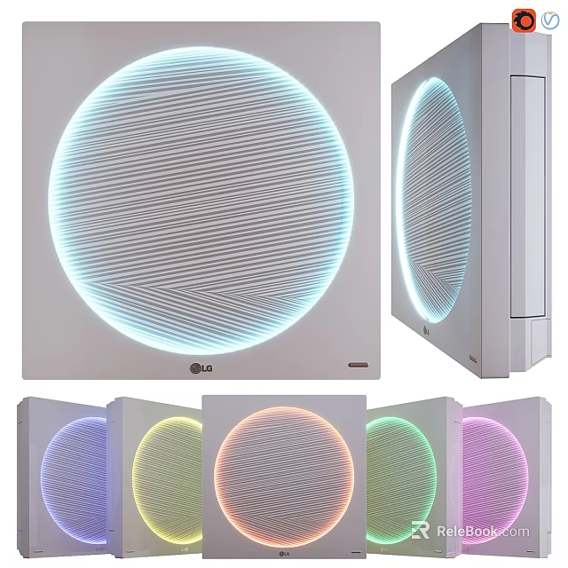 Modern Daily Use Smart Appliances With Round Illuminated Panels And Multiple Colors 3d model 