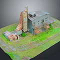 Modern factory building Large factory building Broken factory building Old factory building 3d model