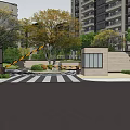 Poly Xiyuewan Residential Landscape with Entrance Gate Trees and High Rise Buildings