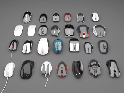 Various Computer Mice with Ergonomic Designs Wired Wireless Options and Color Variations 3d model