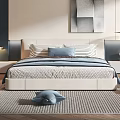 Modern Children's Room Interior With Cozy Bed Striped Rug Accent Chair And Decorative Art