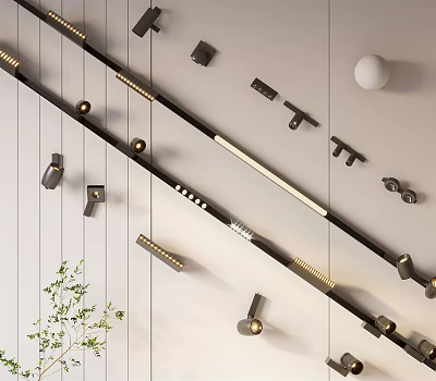 Modern Indoor Downlights and Spotlights with Various Metal Styles and Wall Mounted Designs 3d model