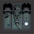 Cartoon Style Sci Fi Chamber With Armored Character Open Hatch And Glowing Blue Object 3d model