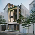 Modern Detached Villa with Modern Exterior Greenery Large Windows and Surrounding Trees