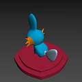 Blue Cartoon Character With Long Ears And Yellow Spines On Red Platform Base