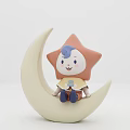 Cute Star Shaped Doll Sitting On Moon Crescent With Blue Hair And Yellow Scarf