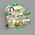 Modern Commercial Exhibition Booth Equipment with Circular Design for Product Display and Green Plants Setup