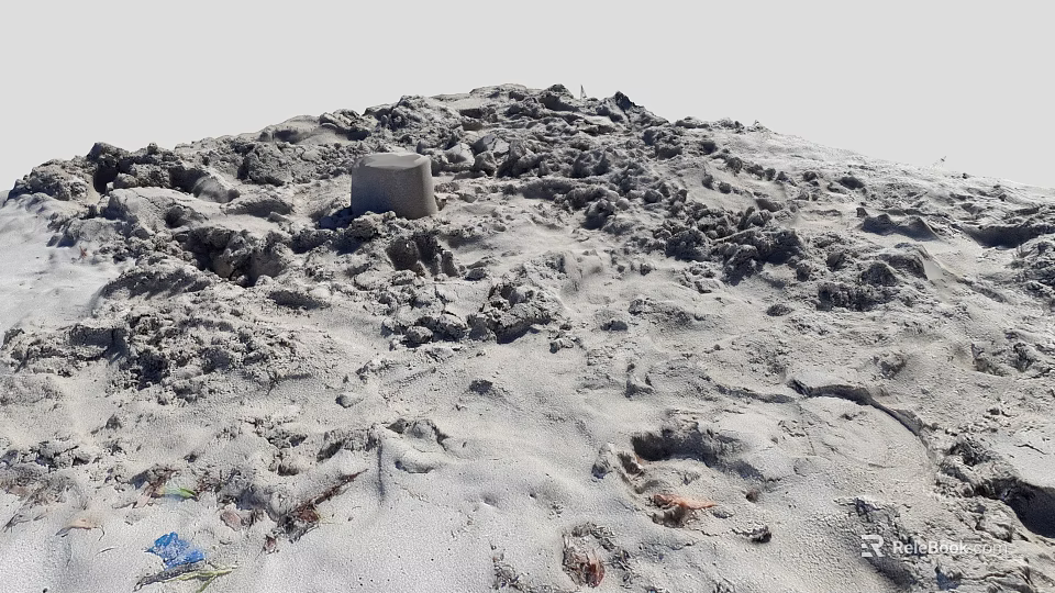 Natural Sandy Landscape With Small Bucket Tracks And Blue Brown Debris 3d model 